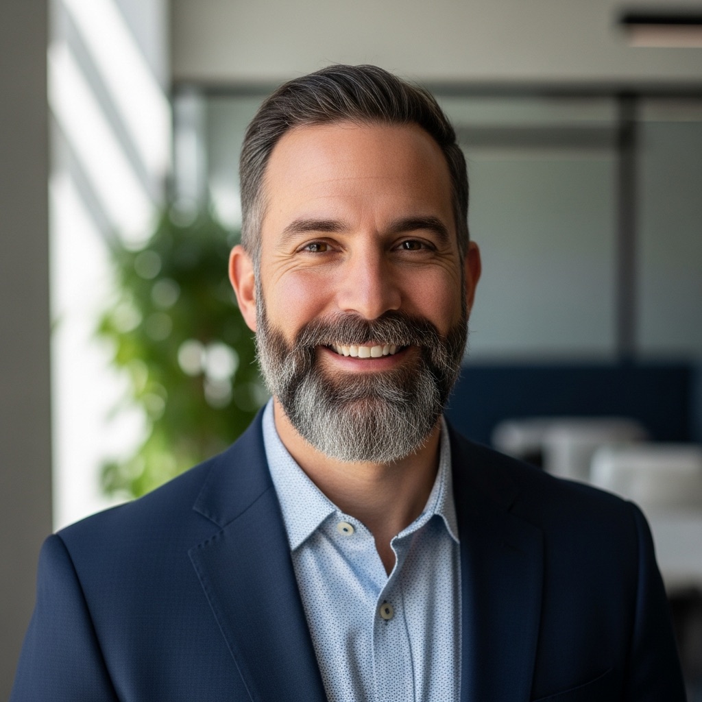 Founder in a professional office setting